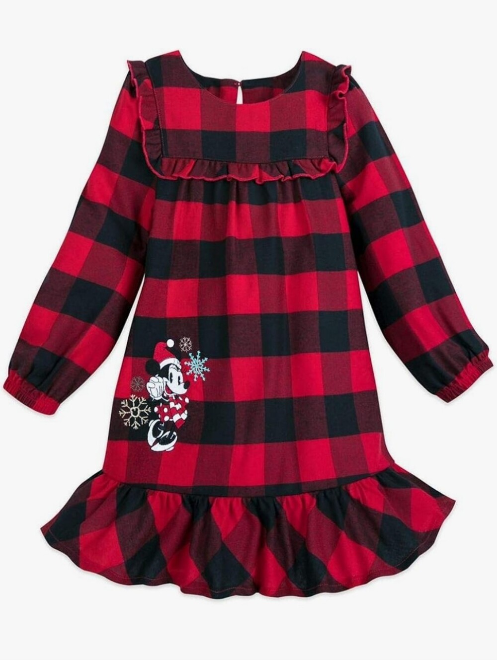 Disney Red and Black Buffalo Plaid  with Minnie Embroidery Holliday Dress 5/6